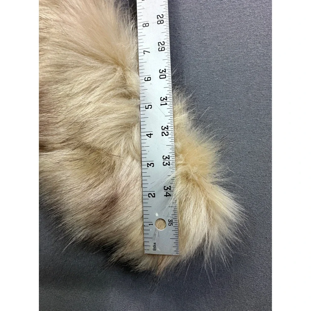 Ganz Faux‎ Fur Collar Scarf Tan Cream Satin Lined with Loops 35 Inch Accessory